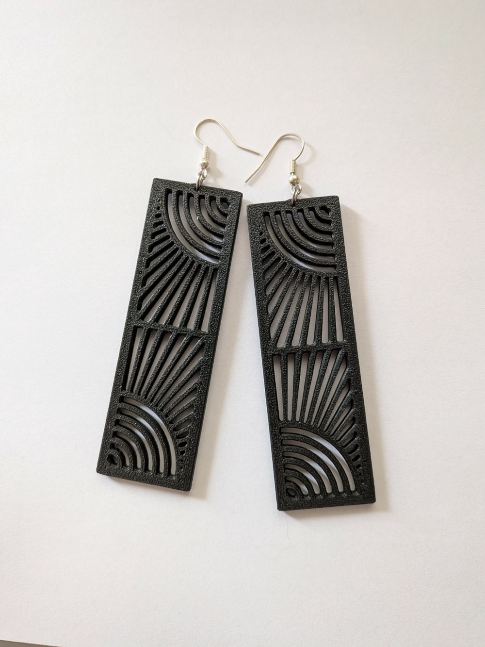 Black Geometric Cutout Rectangle Dangle Earrings - Women Accessories